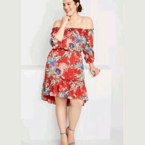 Ava & Viv Floral Off Shoulder Peasant Dress